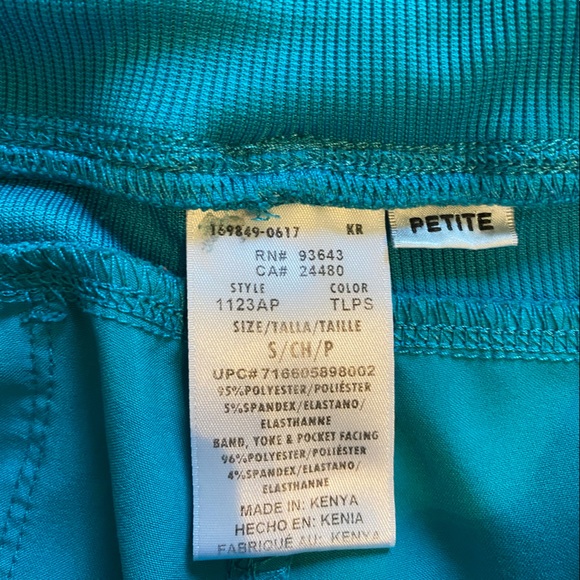 Infinity by Cherokee Turquoise Scrub Pant Size Petite Small - Picture 5 of 7